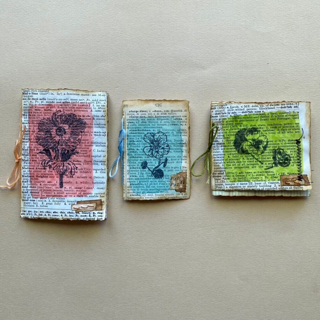 Hand Stamped Dictionary Booklets for Junk Journals Handmade Etsy