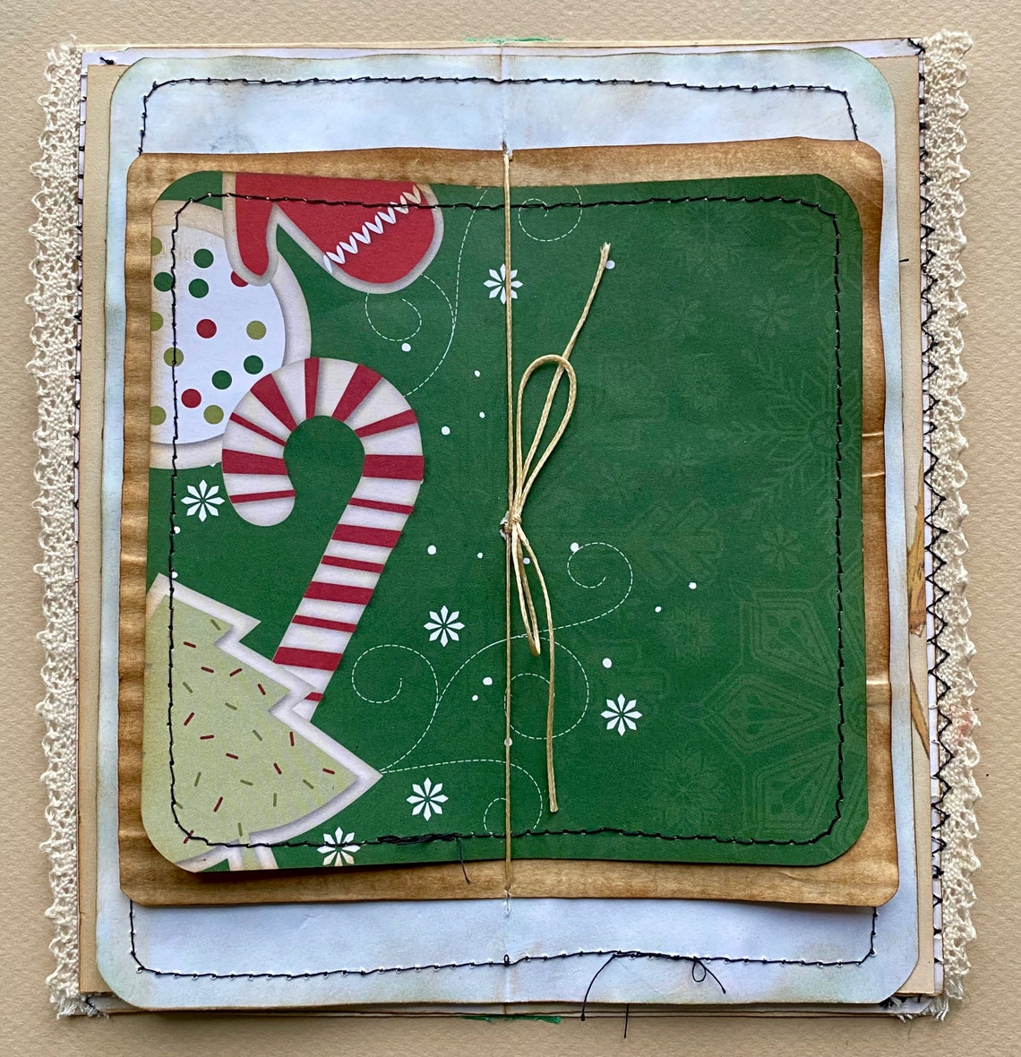 Christmas Greeting Card Journal Mini Junk Journal Handmade Etsy