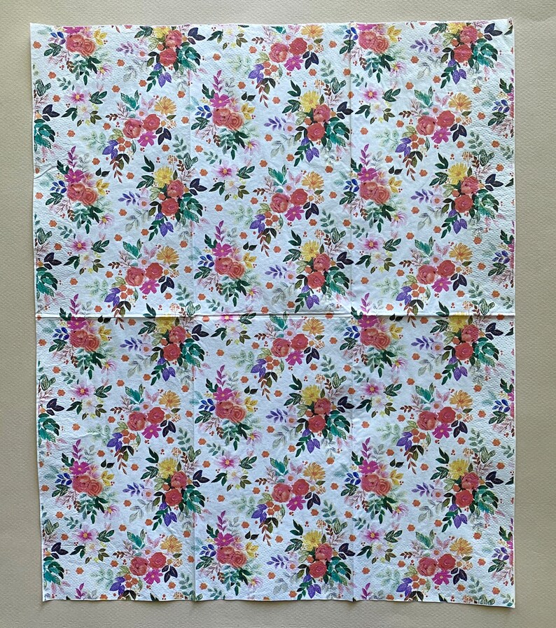 Floral Napkins for Decoupage and Junk Journals Mixed Media Etsy