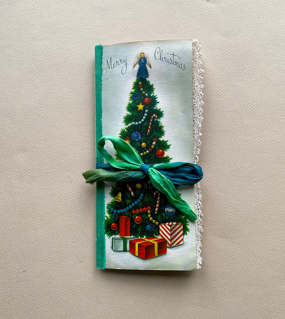 Christmas Greeting Card Journal Mini Junk Journal Handmade Etsy