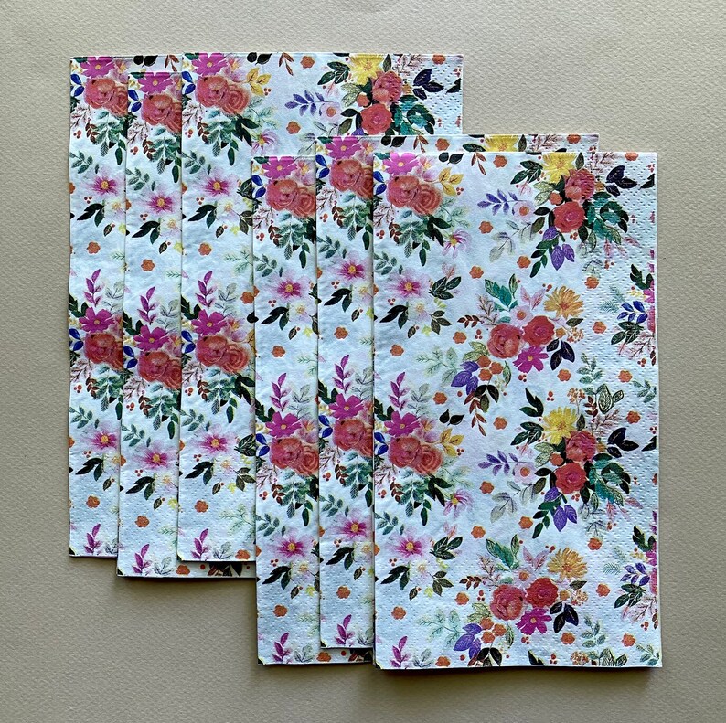 Floral Napkins for Decoupage and Junk Journals Mixed Media Etsy