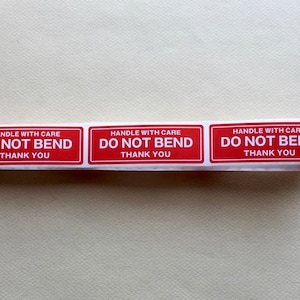 Handle With Care - Do Not Bend - Thank You Shipping Stickers, 20 Red 3” x 1” Peel and Apply Labels for your Packages