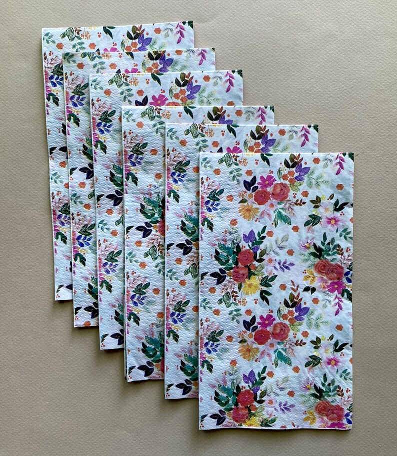 Floral Napkins for Decoupage and Junk Journals Mixed Media Etsy