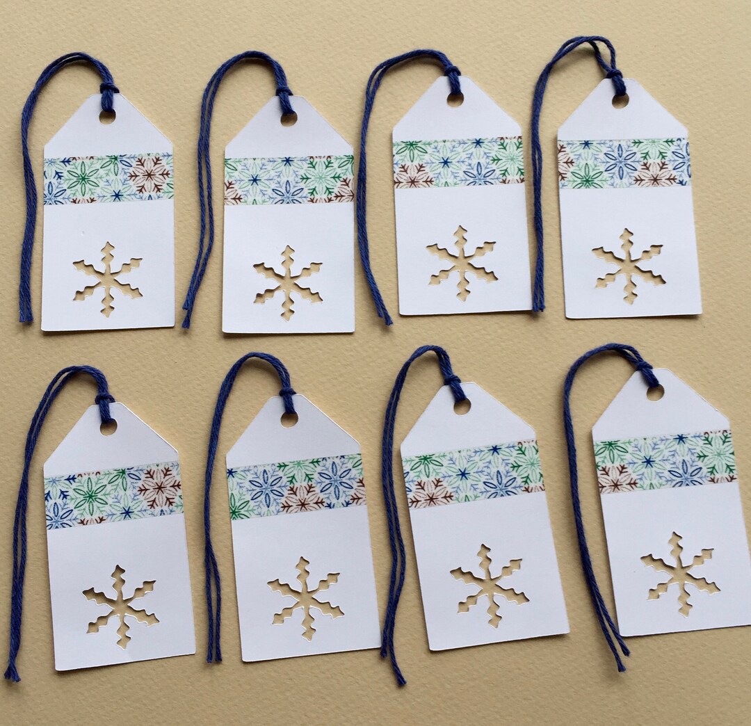 Snowflake Gift Tags With Twine, Handmade Washi Christmas Tags for ...