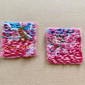 Handmade Slow Stitched Small Fabric Clusters for Junk Journals, Hand ...