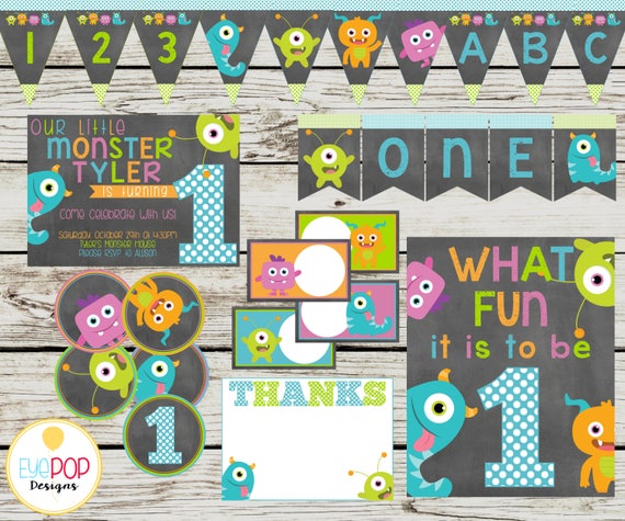 Little Monster Party Printable Package Birthday Little Etsy