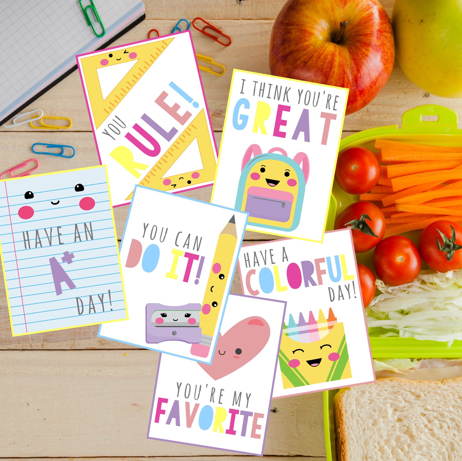 Lunch Box Cards Printable Lunch Box Notes for Kids Back to | Etsy