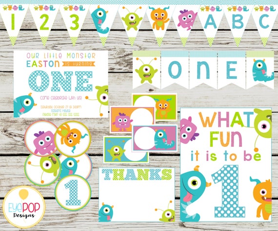 Little Monster Birthday Party Printable Package First Etsy