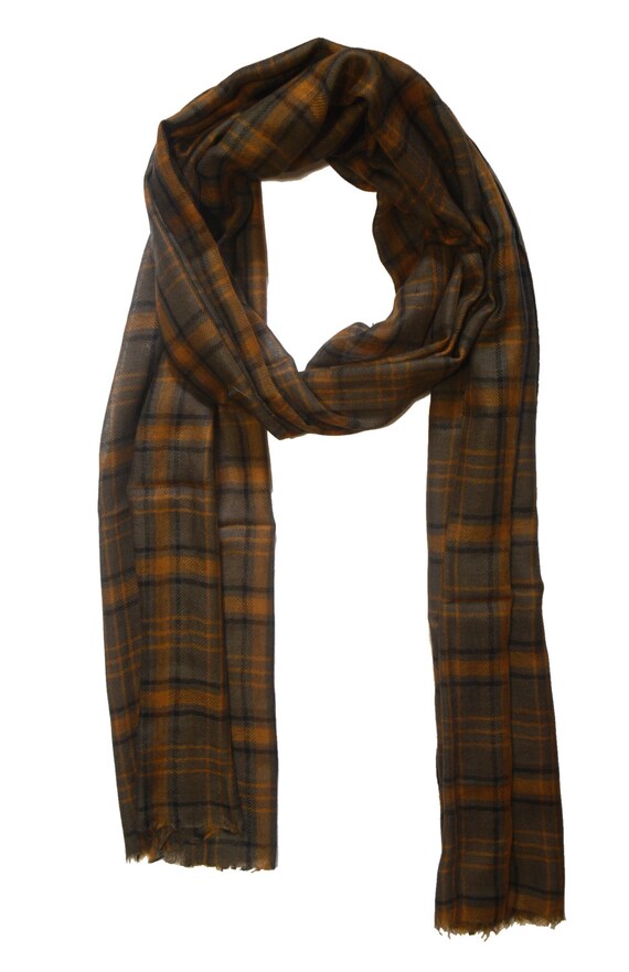 mustard check scarf