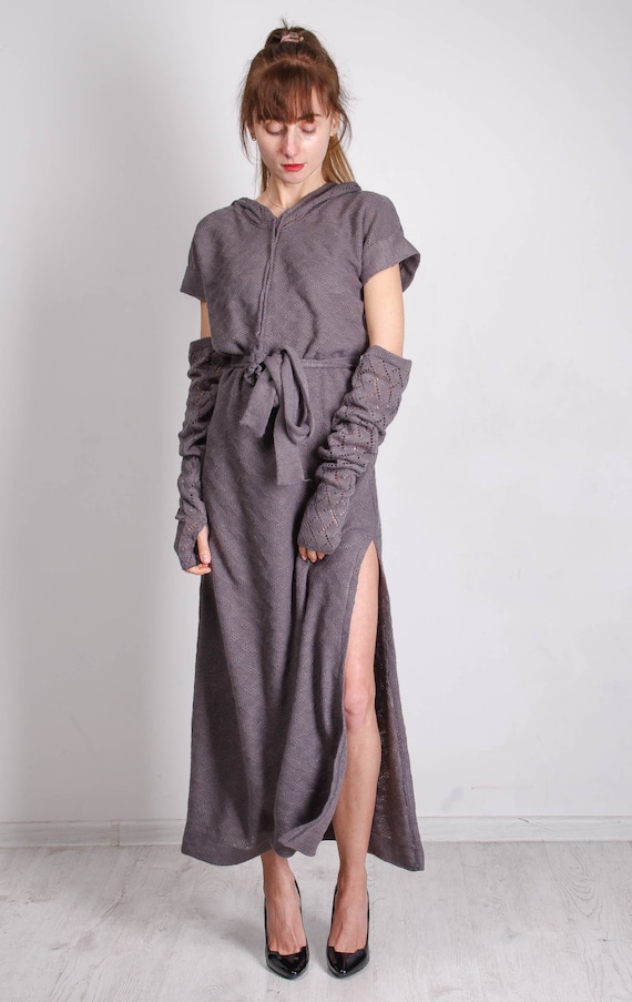 Crochet Grey Dress KNITTED Grey Maxi Dress CROCHETED Women Dress Grey Maxi  Dress ,BOHO Crochet Dress Lacy Hoodie Dress Biggin Knit Dress - Etsy