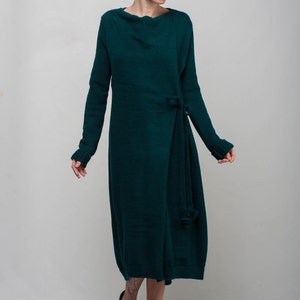 Emerald Green Casual Dress Midi Cocktail Dress Collar Evening - Etsy