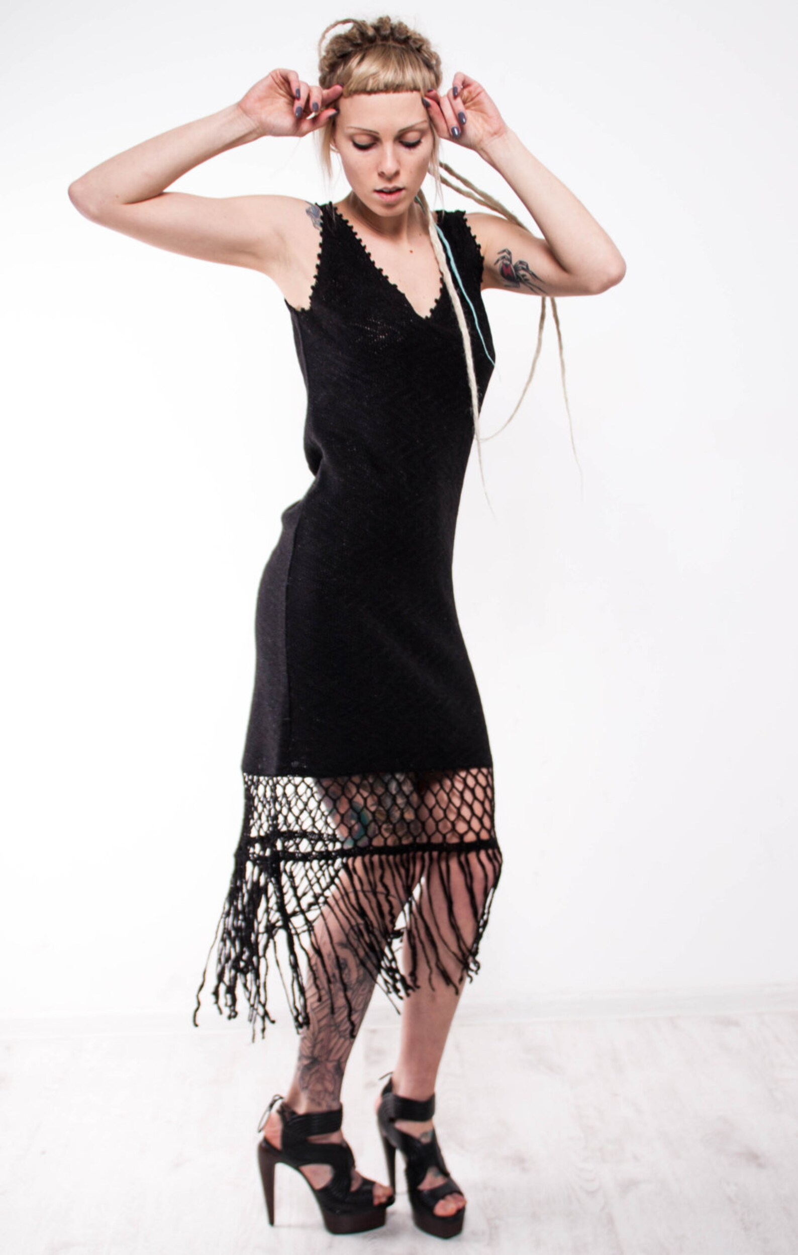 Crochet Dress Black Crochet Dress Small Black Dress Mini Lacy - Etsy