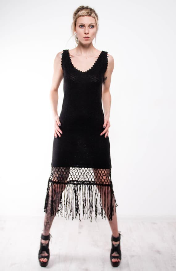 Crochet Dress Black Crochet Dress Small Black Dress Mini lacy fringe Dress Handmade Black Dress Crochet Black viscose dress.Vintage Dress Crochet Dress Black Crochet Dress Small Black Dress Mini lacy fringe Dress Handmade Black Dress Crochet Black viscose dress.Vintage Dress