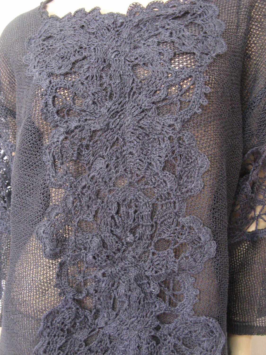 Crocheted Ethnic Tunic KNITTED Navy Tunic CROCHETED Women Etsy