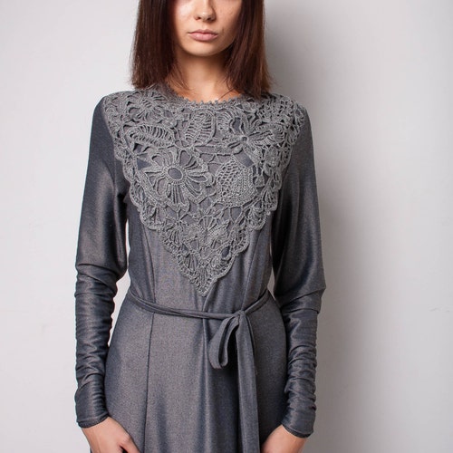 Maxi dress evening grey dress floor crochet dress long sleeves dress viscose cocktail dress long crochet dress evening floor shops dress