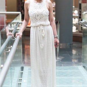 crochet white dress, KNITTED Dress,White Viscose Dress Maxi Dress Crochet white Dress IVORY dress,Beach White SunDress,Bridal Maxi Dress