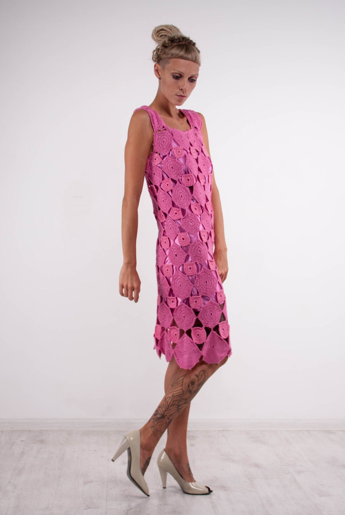 Crochet Dress Crochet Lacy Dress Small Pink Dress Mini Crochet - Etsy