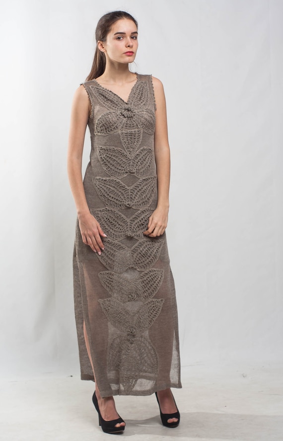grey maxi evening dress