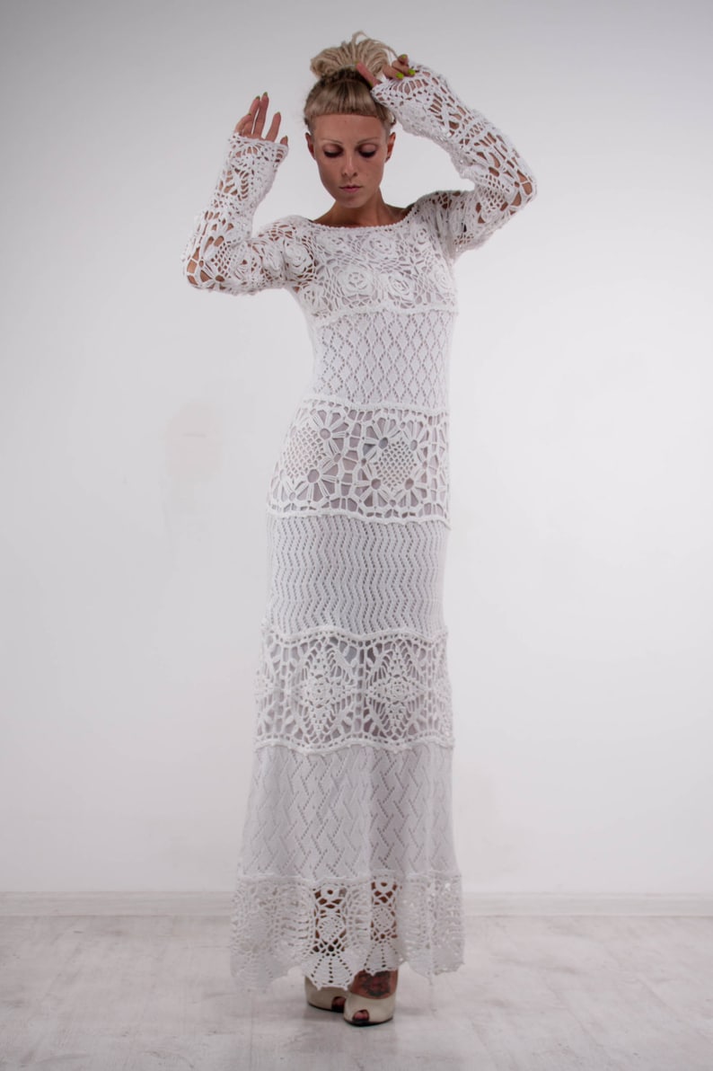 Crochet White Dress Irish Lace Maxi Dress Handmade White - Etsy