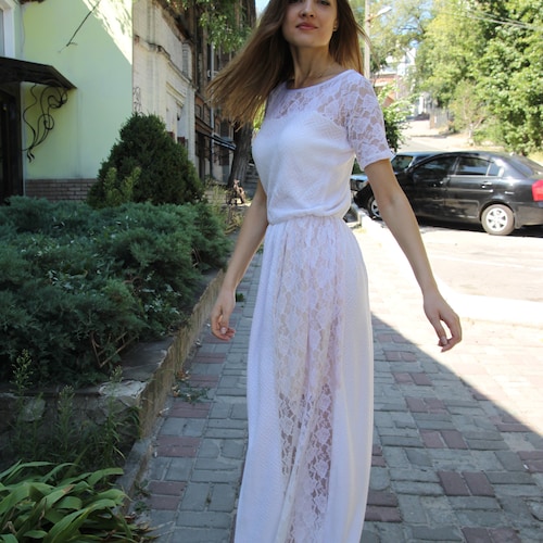 white dress for beach party Elegant Long Sleeve Summer on Luulla bachelorette party or any other occasions Crochet White Dress KNIT Dress