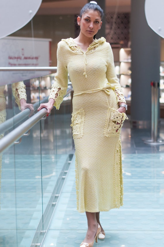 white christmas dresses Cream Crochet Knit Cut Out Maxi Dress main image 1