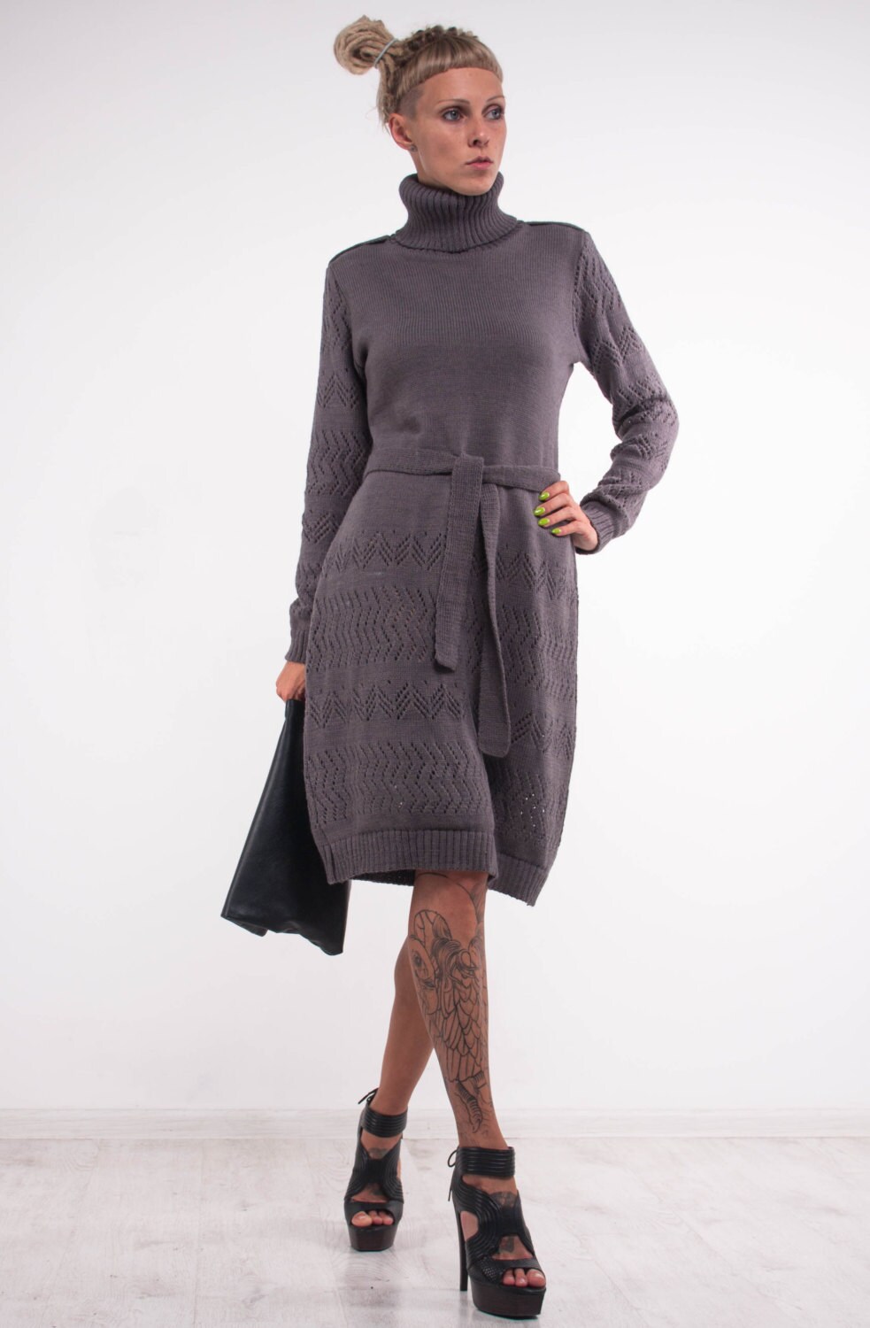 Crochet Dress Mini Alpaca Dress Grey Dress Knit Grey Dress Crochet Dress Mini Alpaca Dress Grey Dress Knit Grey Dress