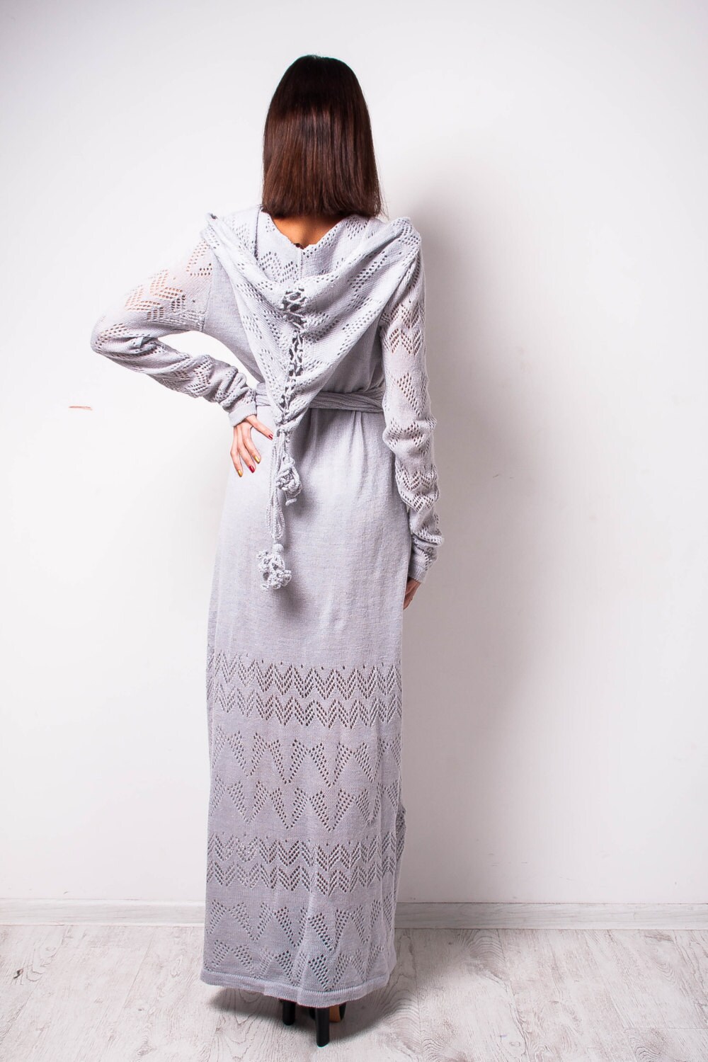 grey crochet dress Grey Crochet Flower Collared Knit Mini Dress self-portrait-US