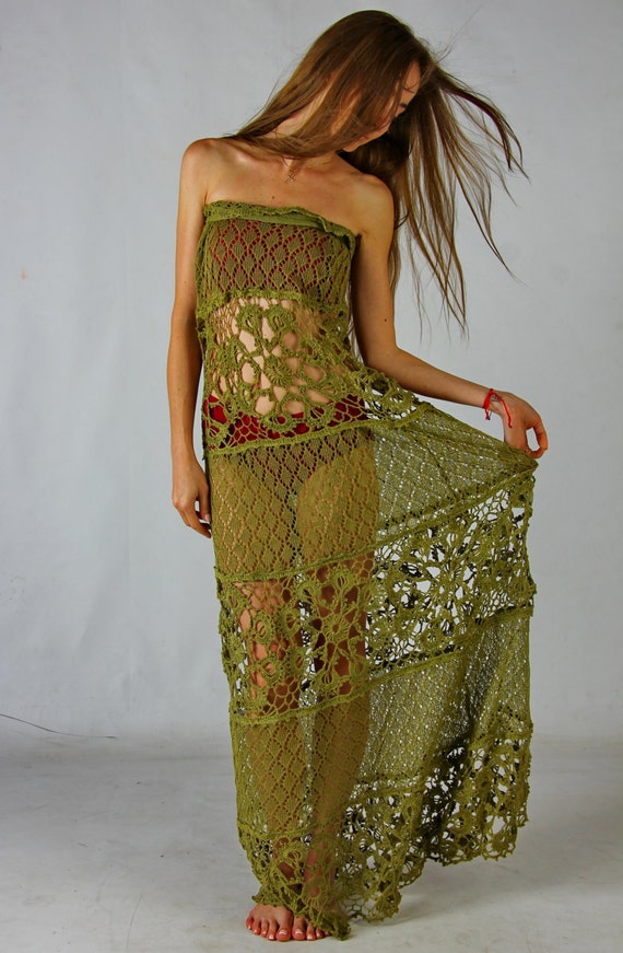 Crochet dress Crochet maxi dress maxi dress Crochet green lacy Etsy