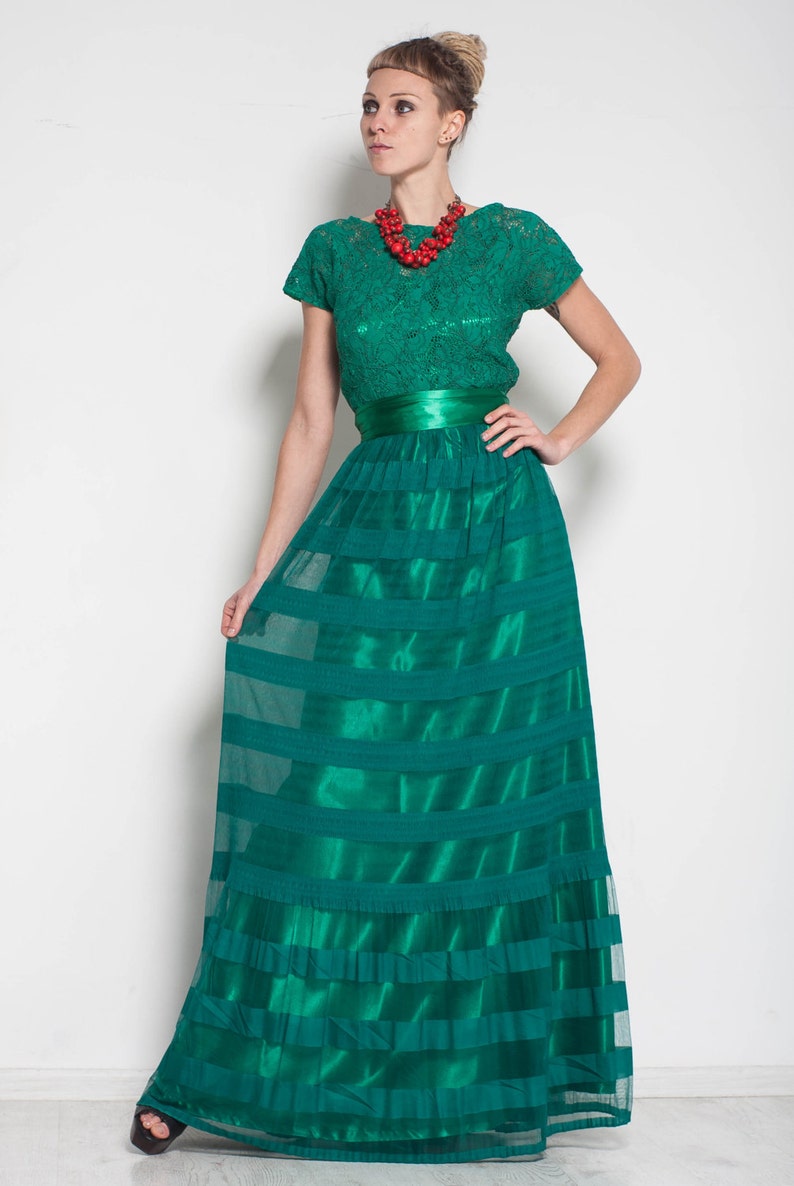 Emerald green dress party maxi dress cocktail floor dress Etsy