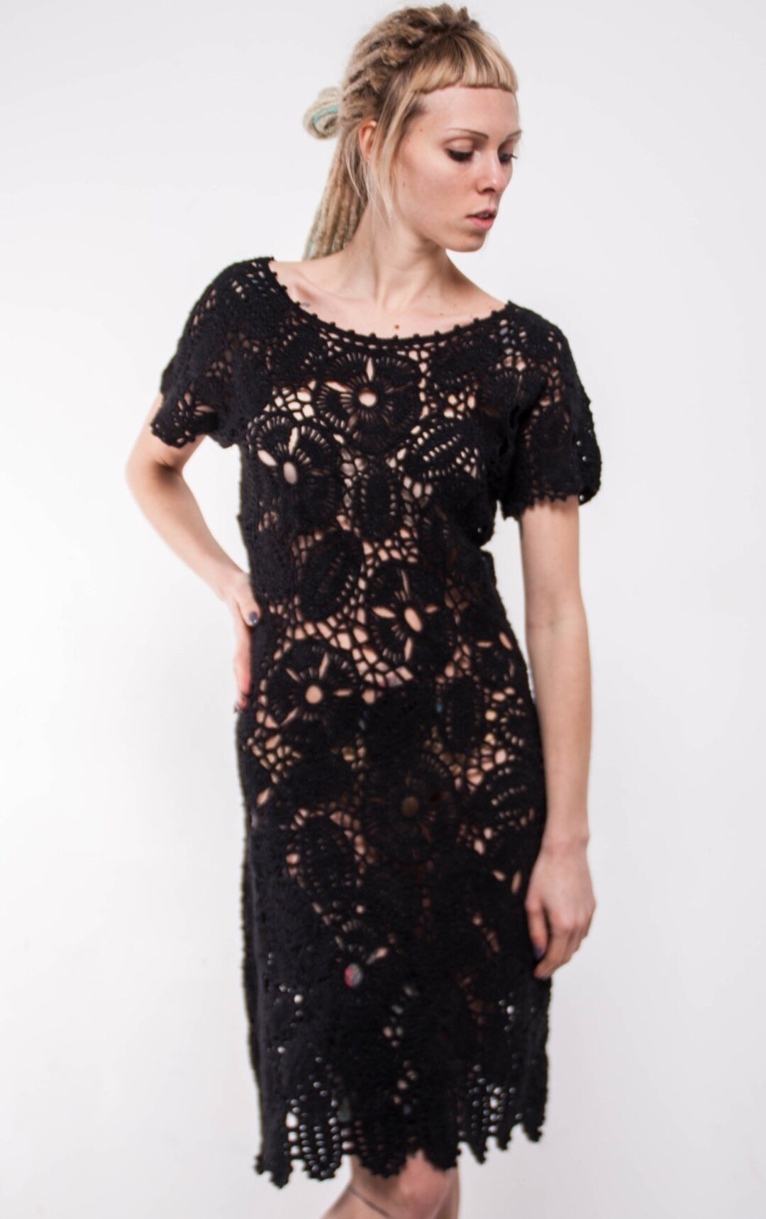 andmary Lily crochet mini dress 【Black】 Lily crochet mini dress