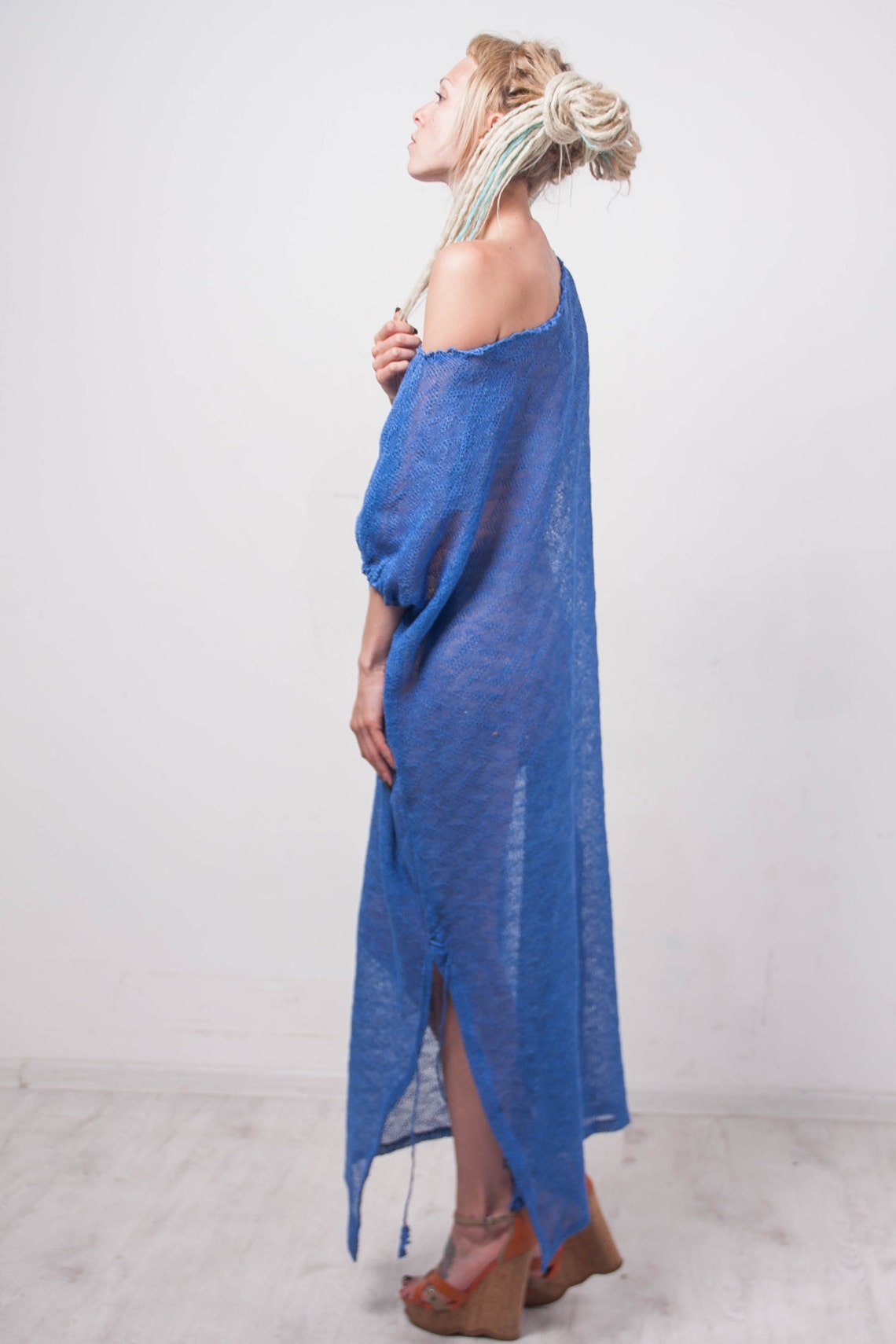 Maxi Crochet Dress Knit Maxi Blue Dress Maxi Beach Lacy Dress - Etsy