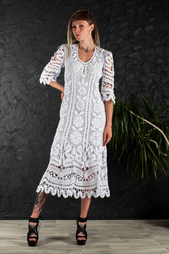 Crochet vestido de novia vestido de novia vestido de blanco - Etsy España