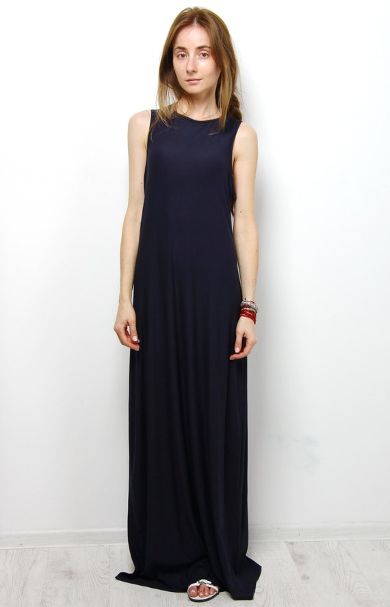 navy maxi dress casual