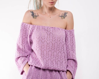 pink crochet dress long sleeve South Beach long sleeve crochet mini dress in pink