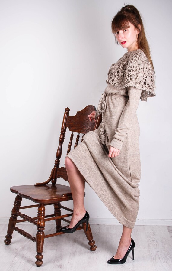 beige knitted maxi dress Taupe Ribbed Maternity Knit Maxi Dress – PinkBlush main image 1