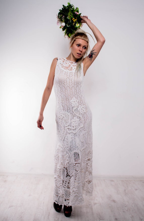 white christmas dresses Kasia Long Sleeve Crochet Maxi Dress White– Selfie Leslie main image 1