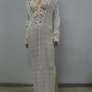 Crochet white Dress, maxi White Dress, Maxi lacy Dress, handmade  white beachwear  Dress, Viscose crochet Summer Long dress.Vintage Dress