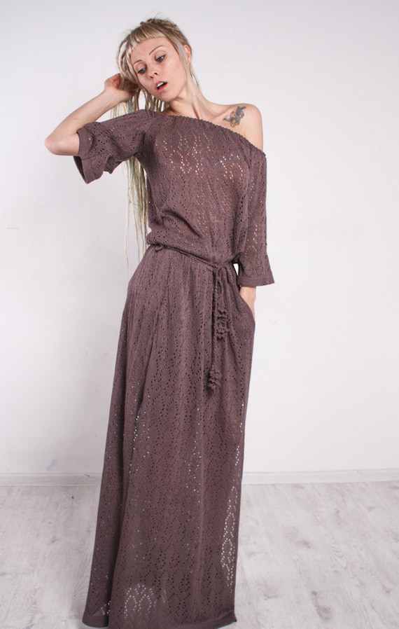 crochet off shoulder maxi dress Kaedyn Off Shoulder Long Sleeve Crochet Mermaid Maxi Dress
