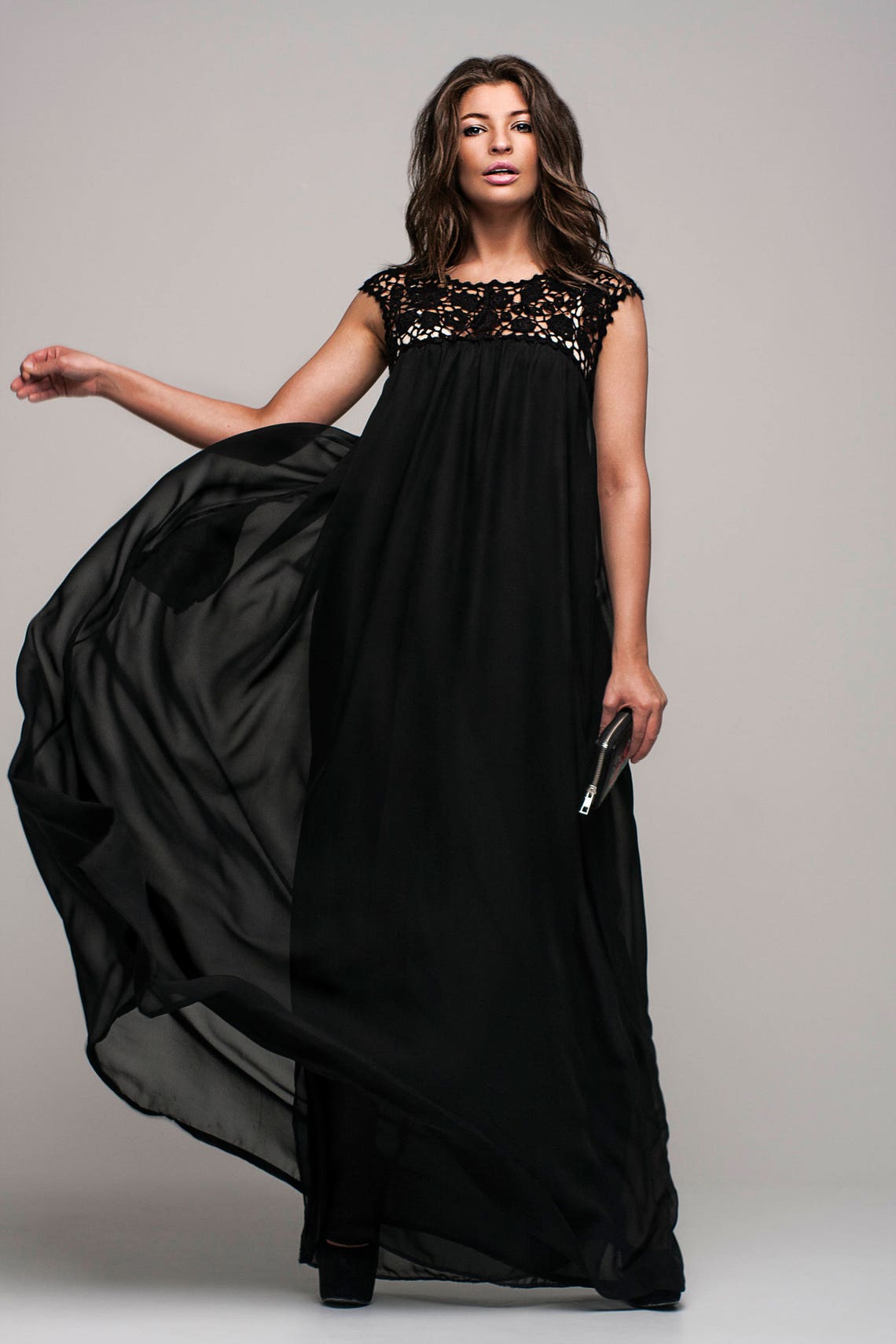 Black Lace Maxi Dress Maternity Dress Cocktail Floor Dress Etsy