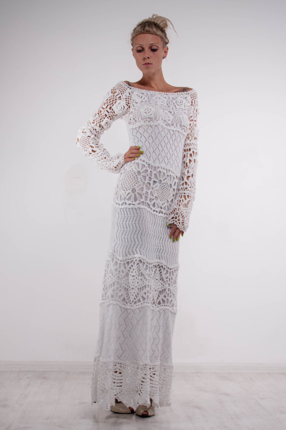 Crochet White Dress Irish Lace Maxi Dress Handmade White - Etsy