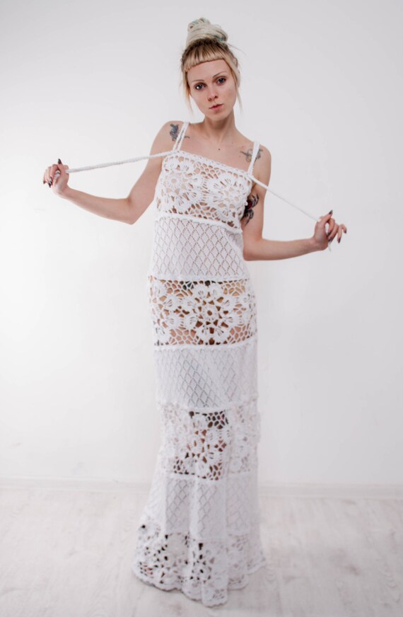 white crochet sundress