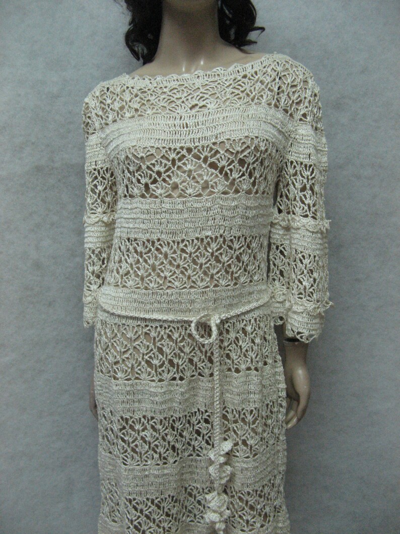 Crochet Maxi Dress Handmade Maxi Dress Crochet Ivory Lacy - Etsy