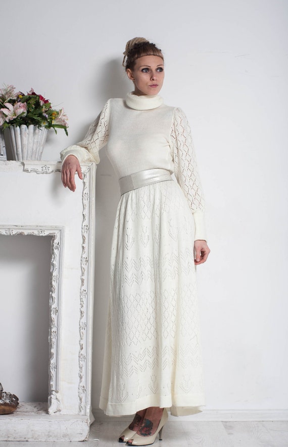white turtleneck maxi dress