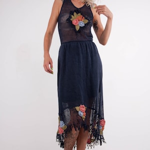 Crochet dress Crochet navy dress maxi sundress Crochet blue lacy sundress blue linen sundress Crochet Beachwear dress evening floor gown