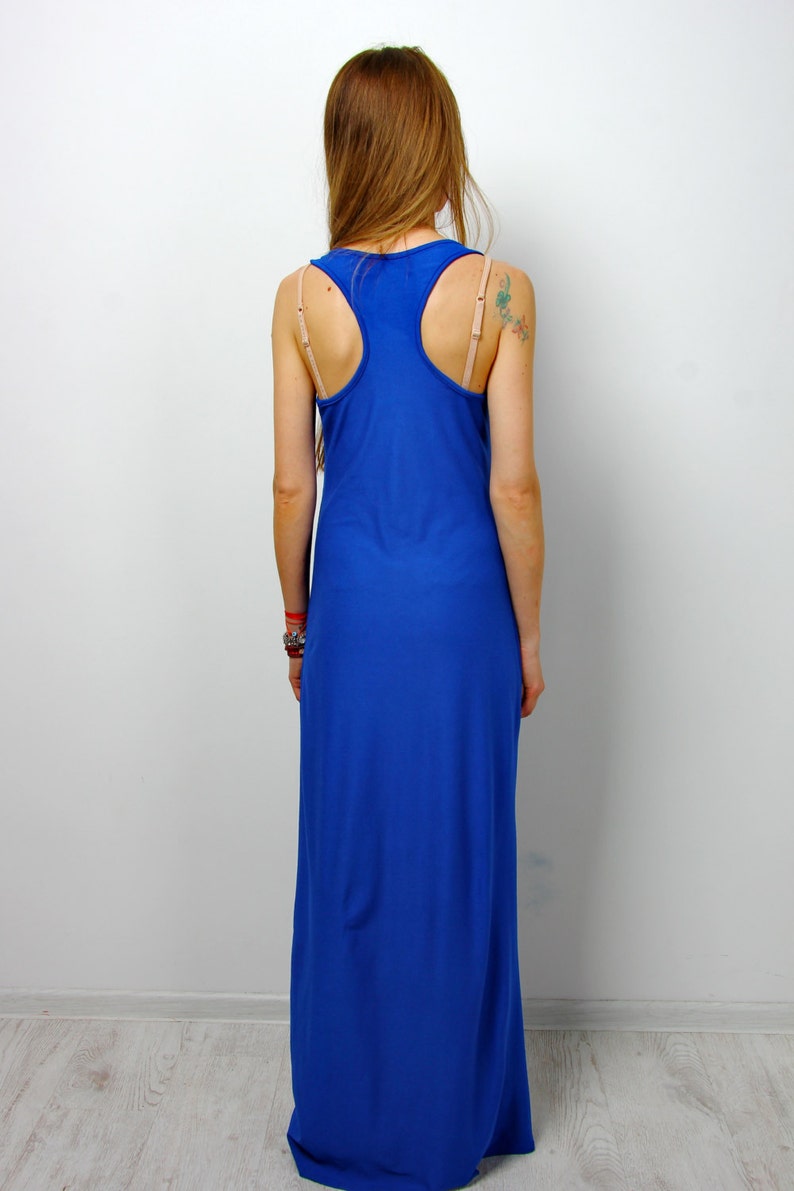 Maxi Dress Casual Blue Sundress Sapphire Sleeveless Cocktail - Etsy