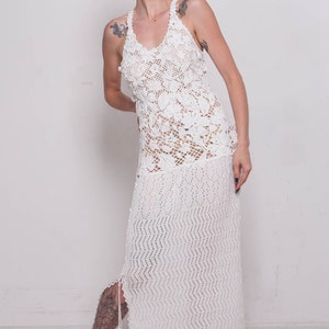 Crochet white dress KNIT wedding Dress White Viscose Dress Maxi Dress Crochet white Dress IVORY dress Beach White SunDress Bridal Maxi Dress