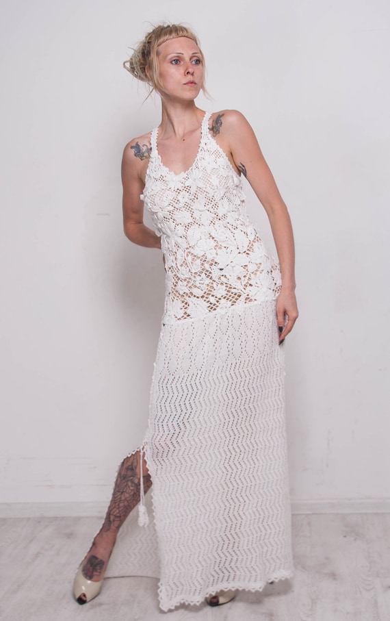 crochet white dress beach