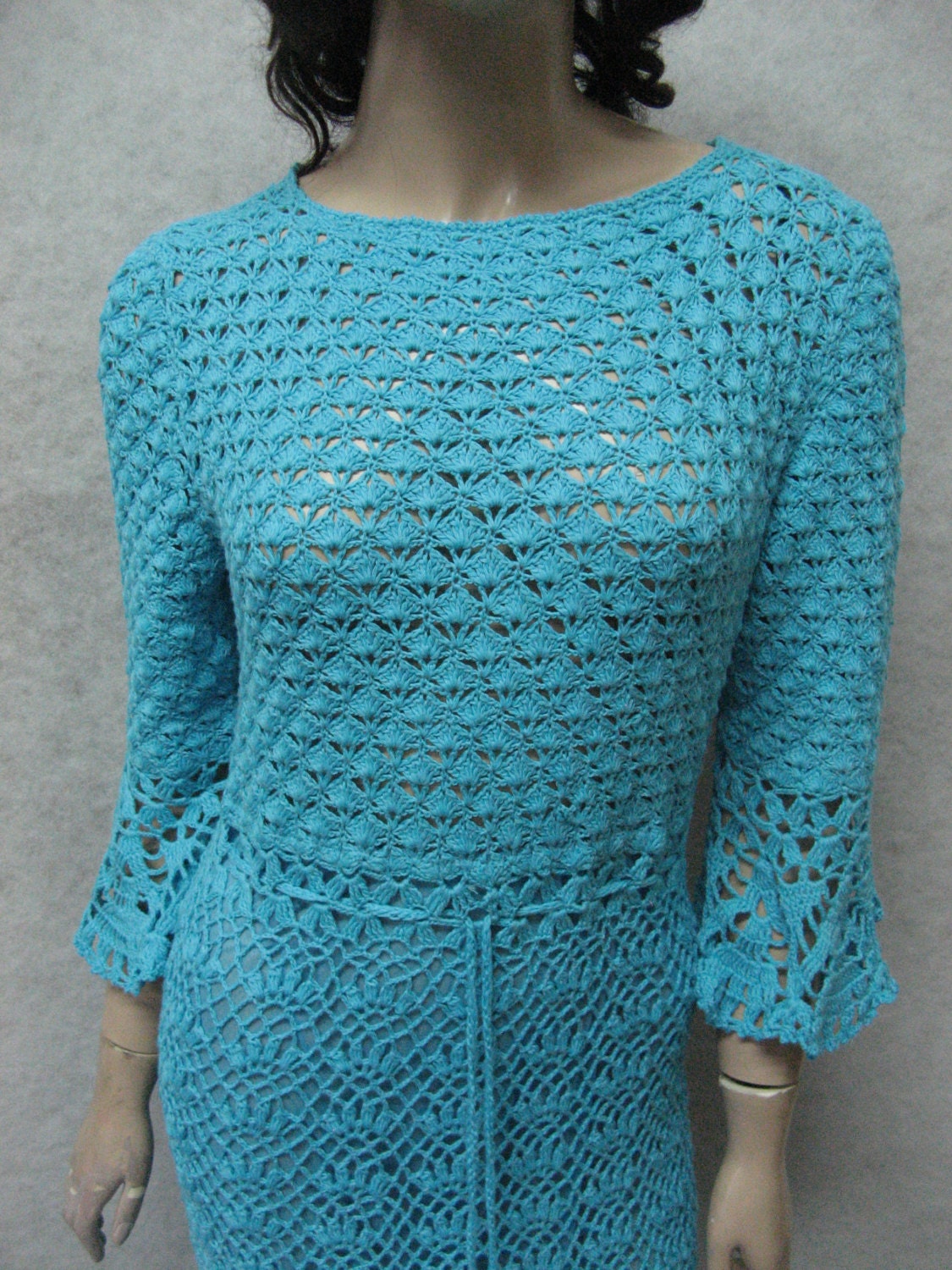Crochet Maxi Dress Handmade Maxi Dress Crochet Turquoise Lacy - Etsy