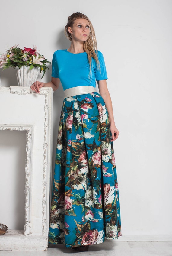 Vestidos de fiesta largos azul polvoriento Vestido formal floral sin t –  Viniodress