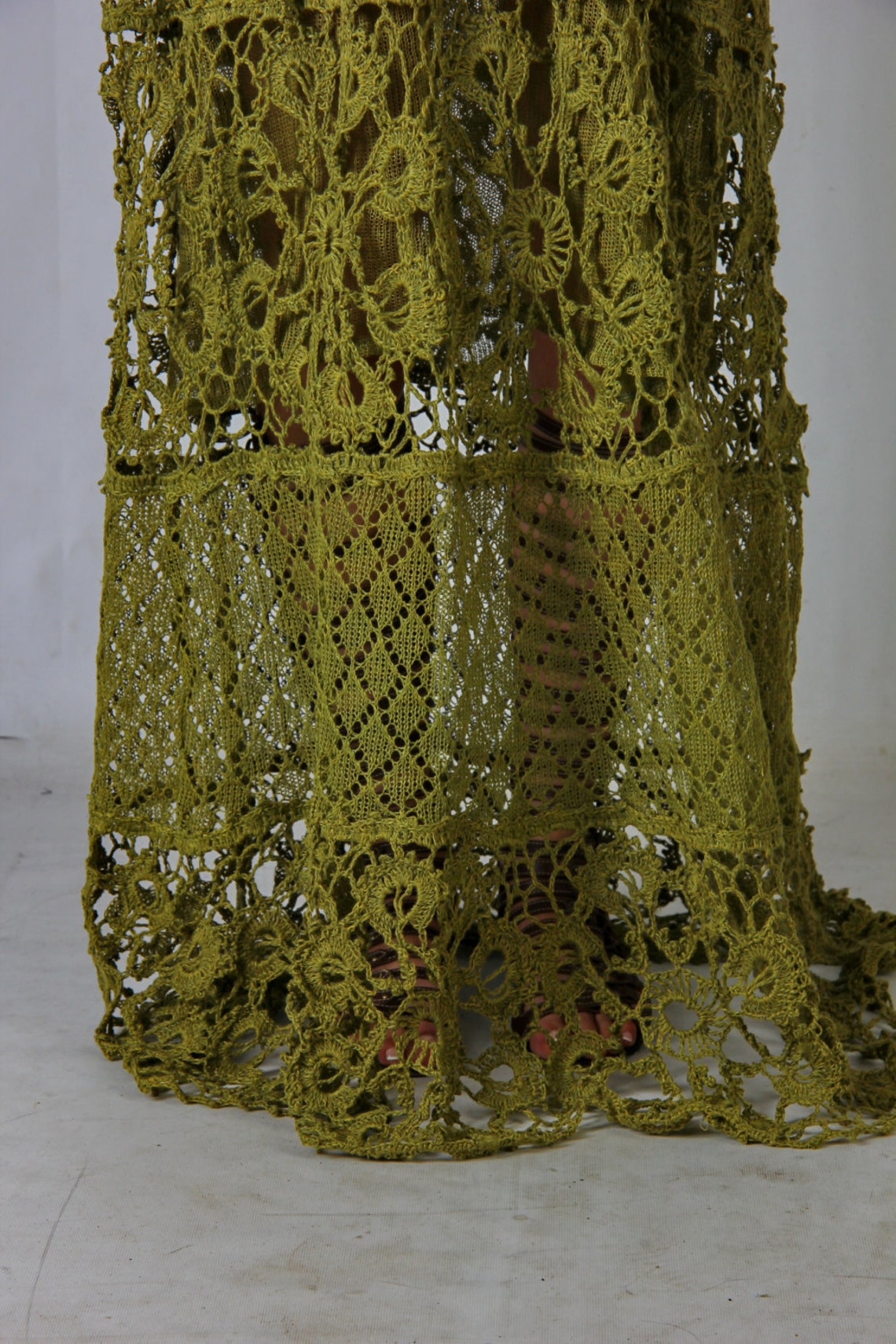 Crochet Dress Crochet Maxi Dress Maxi Dress Crochet Green Lacy Sundress ...